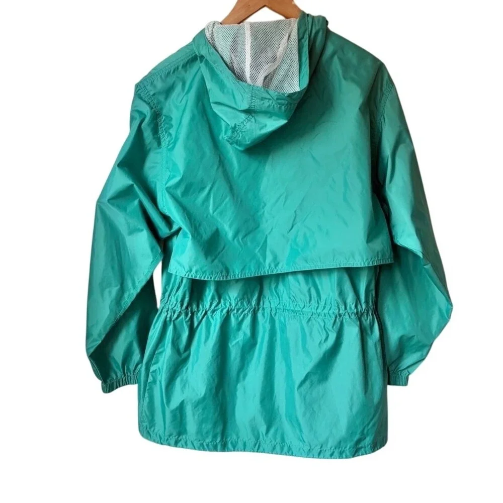 WOOLRICH Vintage Jade Green Lightweight Hooded Windbreaker Cinched Jacket SM-MED